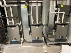 Bell Bank mechanical room with HVAC installed by Carlson Duluth